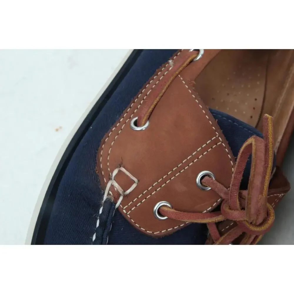 j. crew canvas boat shoes navy slip on mens moc sz 11.5